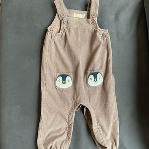 Baby Boden soft corduroy overalls with penguin pockets, NWOT, size 6-12 months